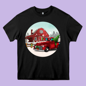 Christmas Farm Christmas Heavy Core Tee Designed By Barkaloodesign