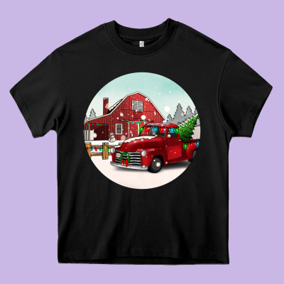 Christmas Farm Christmas Heavy Core Tee Designed By Barkaloodesign