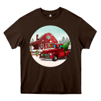 Chocolate Brown Christmas farm Christmas Heavy Core Tee - BarkalooDesign