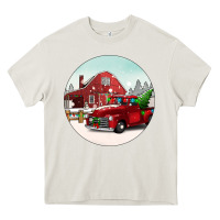 Cream Christmas farm Christmas Heavy Core Tee - BarkalooDesign
