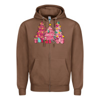 Chestnut Pink Christmas trees Zipper Hoodie - NancyCooperArtShop