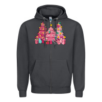 Smoke Pink Christmas trees Zipper Hoodie - NancyCooperArtShop