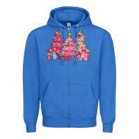 True Royal Pink Christmas trees Zipper Hoodie - NancyCooperArtShop