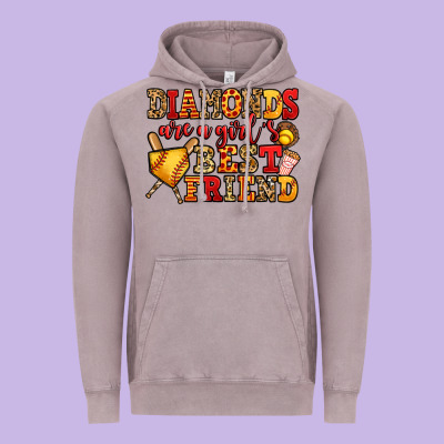 Diamonds Are A Girl's Best Friend Softball Vintage Hoodie Designed By Jasminsmagicworld