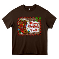 Chocolate Brown merry christmas yall Heavy Core Tee - RanaPortraitStore