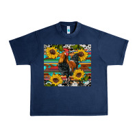 Navy western coop animals rooster sunflowers cowhide wooden serape glitter Urban Heavy Tee - Artiststas