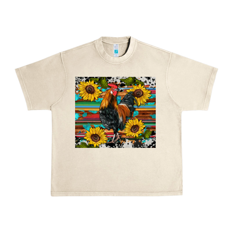 Western Coop Animals Rooster Sunflowers Cowhide Wooden Serape Glitter Urban Heavy Tee by Artiststas | Teevron