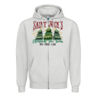 Dove Grey Saint Nick's Christmas Tree Farm Zipper Hoodie - MaliasSmallBusiness