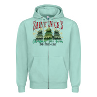 Seafoam Saint Nick's Christmas Tree Farm Zipper Hoodie - MaliasSmallBusiness