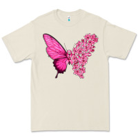 Bone Pink Flowers and Breast Cancer Ribbon Butterfly Premium Tee - texasbilliewilder