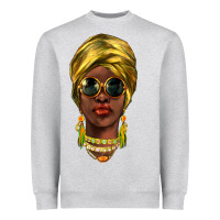 Heather Grey african woman Heavyweight Sweatshirt - NancyCooperArtShop
