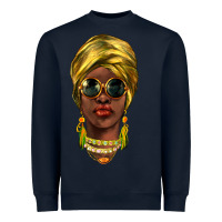 Navy african woman Heavyweight Sweatshirt - NancyCooperArtShop