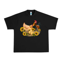 Black western coop animals farm chicken chick rooster sunflowers Urban Heavy Tee - Artiststas