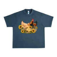 Midnight Navy western coop animals farm chicken chick rooster sunflowers Urban Heavy Tee - Artiststas