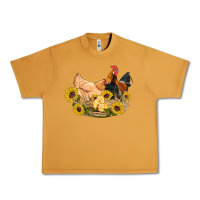 Peanut Butter western coop animals farm chicken chick rooster sunflowers Urban Heavy Tee - Artiststas