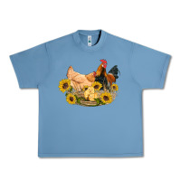 Pebble Blue western coop animals farm chicken chick rooster sunflowers Urban Heavy Tee - Artiststas