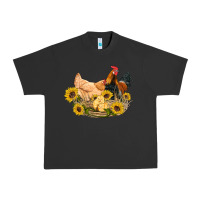 Pigment Black western coop animals farm chicken chick rooster sunflowers Urban Heavy Tee - Artiststas