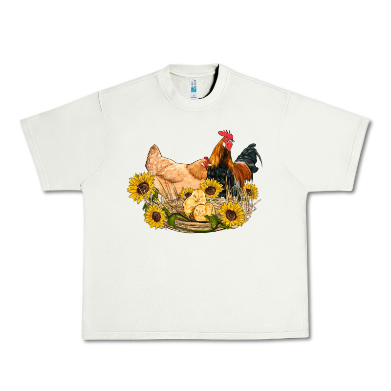 Western Coop Animals Farm Chicken Chick Rooster Sunflowers Urban Heavy Tee by Artiststas | Teevron