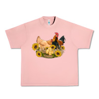 Salmon western coop animals farm chicken chick rooster sunflowers Urban Heavy Tee - Artiststas