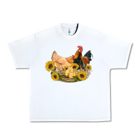 White western coop animals farm chicken chick rooster sunflowers Urban Heavy Tee - Artiststas