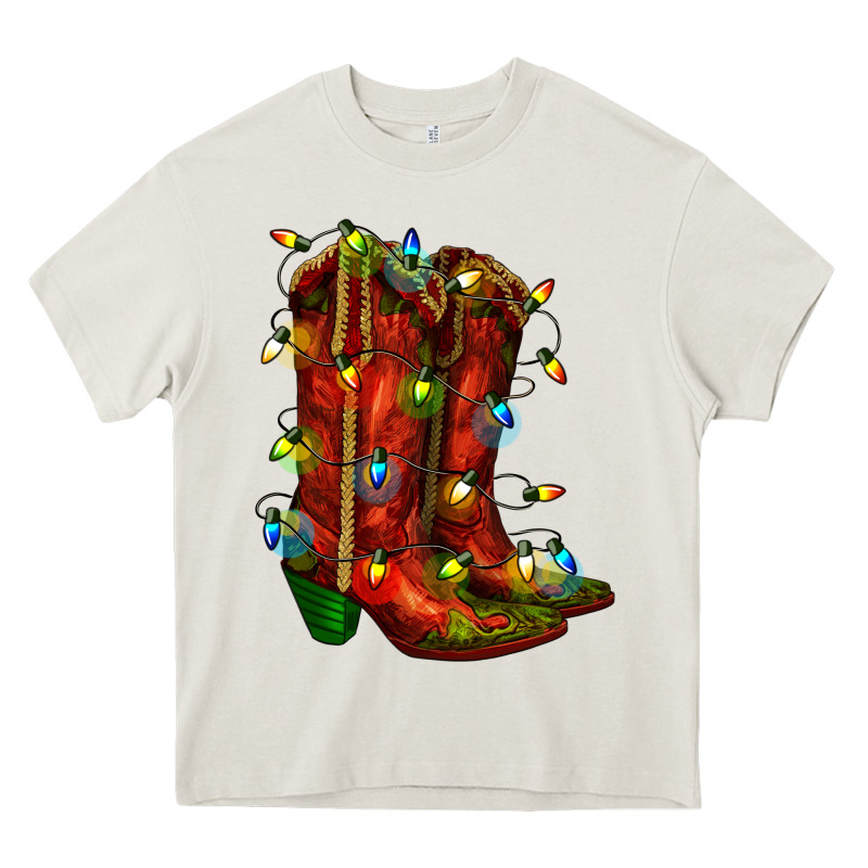 Christmas Western Boots With Lights Heavy Core Tee by RanaPortraitStore | Teevron