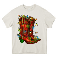Cream christmas western boots with lights Heavy Core Tee - RanaPortraitStore