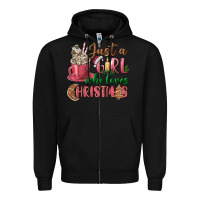 Black Pink Just a girl who loves Christmas Zipper Hoodie - NancyCooperArtShop
