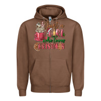 Chestnut Pink Just a girl who loves Christmas Zipper Hoodie - NancyCooperArtShop