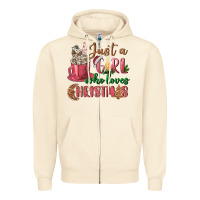 Sandshell Pink Just a girl who loves Christmas Zipper Hoodie - NancyCooperArtShop