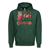 Sports Green Pink Just a girl who loves Christmas Zipper Hoodie - NancyCooperArtShop