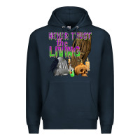 Navy Never Trust The Living Premium Hoodie - texasbilliewilder