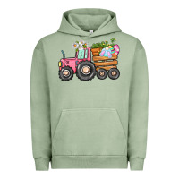 Pigment Oil Green Easter bunny tractor Urban Hoodie - CowGirlArtShop