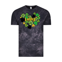 Cloud Black lucky heart shaped clover Vintage Tee - AdoDesignShop