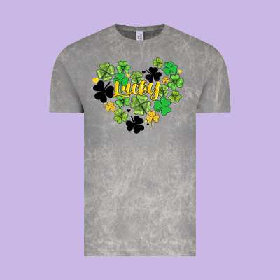 Lucky Heart Shaped Clover Vintage Tee Designed By Adodesignshop