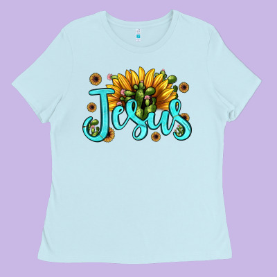 Jesus Sunflower Ladies Tee Designed By Jahusdesignshop