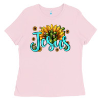 Bubblegum Pink jesus sunflower Ladies Tee - JahusDesignShop