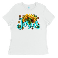 White jesus sunflower Ladies Tee - JahusDesignShop