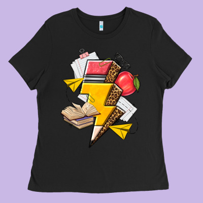 Teacher Lightning Bolt Ladies Tee Designed By Texasbilliewilder