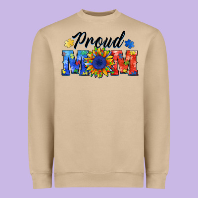 Proud Mom Autism Heavyweight Sweatshirt Designed By Barkaloodesign