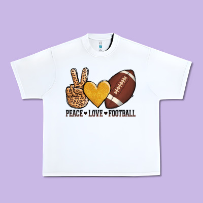 Peace Love Football Urban Heavy Tee Designed By Adodesignshop