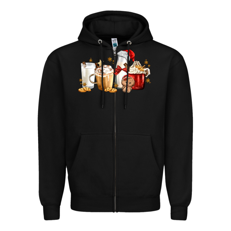 Christmas Milk And Cookie Latte Coffee Cups Zipper Hoodie by MaliasSmallBusiness | Teevron