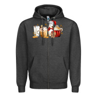 Charcoal Heather Christmas Milk and Cookie Latte Coffee Cups Zipper Hoodie - MaliasSmallBusiness