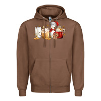 Chestnut Christmas Milk and Cookie Latte Coffee Cups Zipper Hoodie - MaliasSmallBusiness
