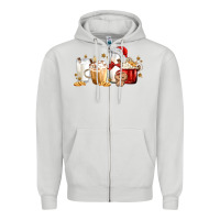 Dove Grey Christmas Milk and Cookie Latte Coffee Cups Zipper Hoodie - MaliasSmallBusiness