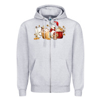 Heather Grey Christmas Milk and Cookie Latte Coffee Cups Zipper Hoodie - MaliasSmallBusiness