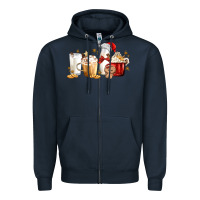 Navy Christmas Milk and Cookie Latte Coffee Cups Zipper Hoodie - MaliasSmallBusiness
