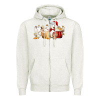 Oatmeal Heather Christmas Milk and Cookie Latte Coffee Cups Zipper Hoodie - MaliasSmallBusiness