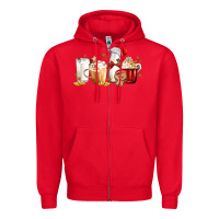 Red Christmas Milk and Cookie Latte Coffee Cups Zipper Hoodie - MaliasSmallBusiness