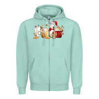 Seafoam Christmas Milk and Cookie Latte Coffee Cups Zipper Hoodie - MaliasSmallBusiness