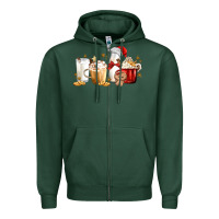 Sports Green Christmas Milk and Cookie Latte Coffee Cups Zipper Hoodie - MaliasSmallBusiness